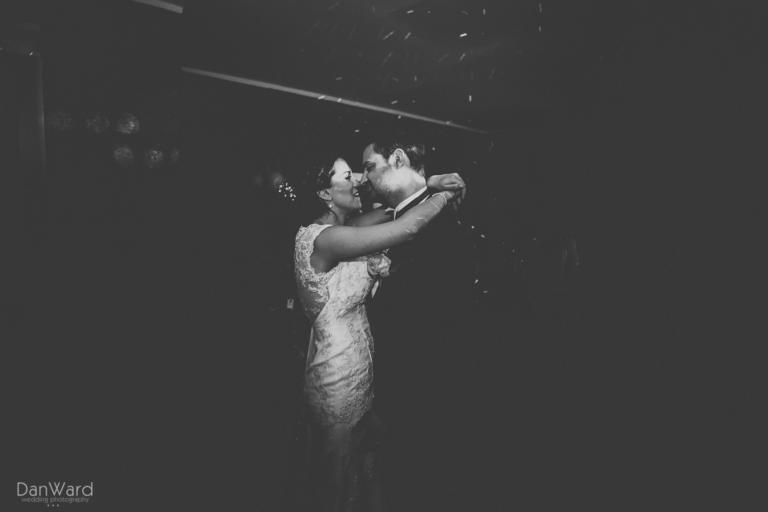 Cornish wedding photograph shooting the first dance at Gwithian Wedding Photos