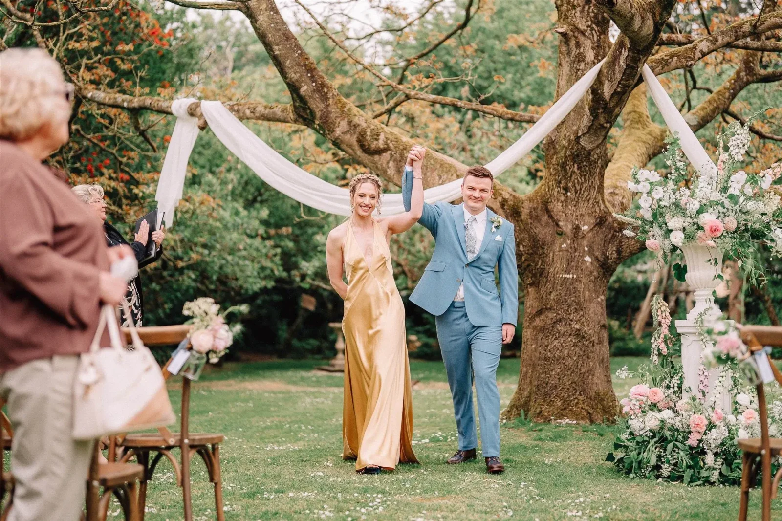 Walking back up the aisle at Treseren